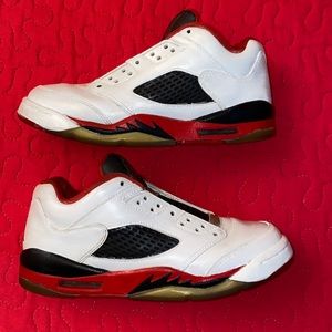 Nike Air Jordan 5 Retro Low Fire Red/White/Black Size 5.5Y or women’s 7